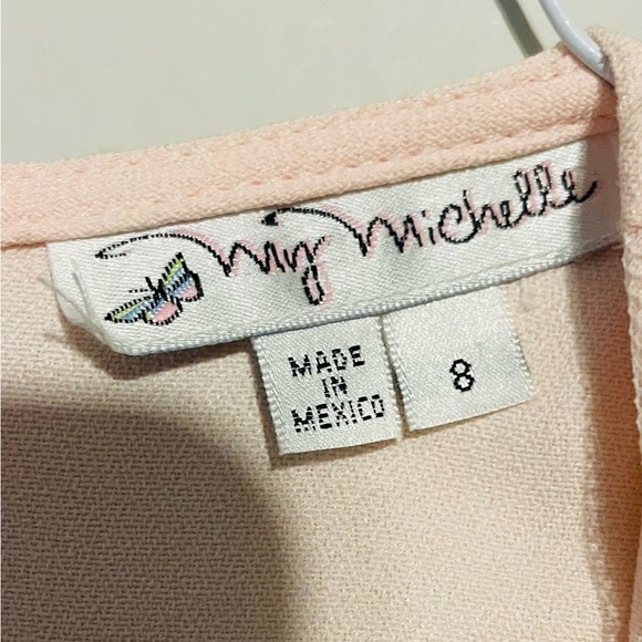 Vtg My Michelle Pink Formal Easter Church Wedding Dress Girls Size 8 Lace - Picture 7 of 9